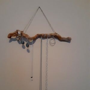 Example. Boho jewelry organizer. Silver hooks.